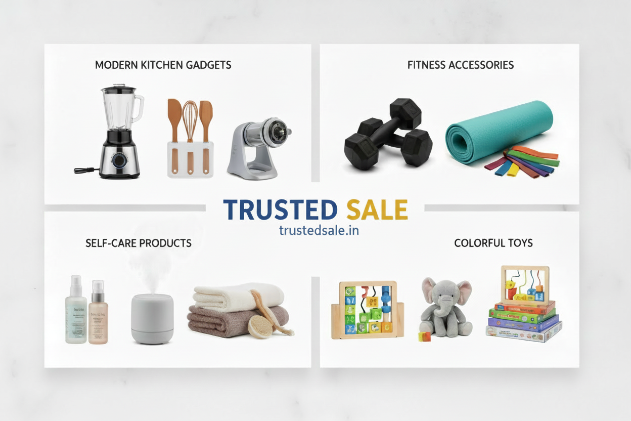 buy best product from trustedsale.in like kitchen gadgets+fitness accessories+self care and toys